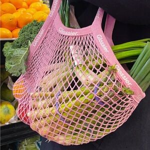 Glossier Rose Pink Net Shopping Tote